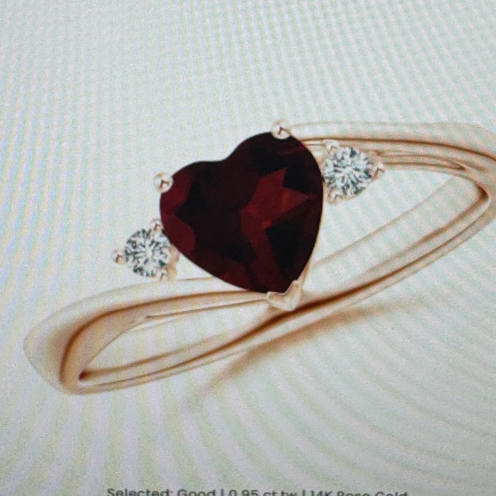 Heart-Shaped Garnet and Diamond Ring in Rose Gold